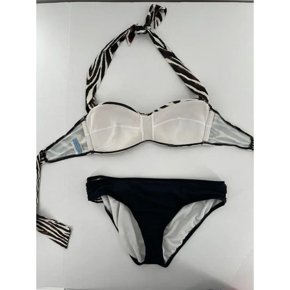 Antonio Melani Swim Bikini Size L Animal Print Halter Rhinestone Sexy Vacation​​ - Picture 7 of 15